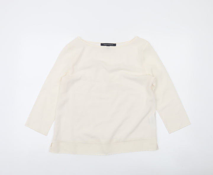 French Connection Womens Ivory Boat Neck 3/4 Sleeve Blouse Size S