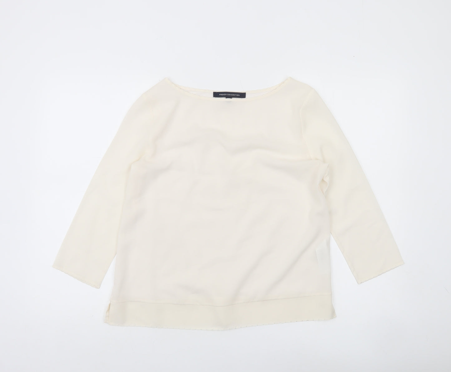 French Connection Womens Ivory Boat Neck 3/4 Sleeve Blouse Size S