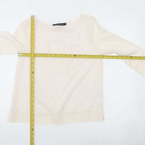 French Connection Womens Ivory Boat Neck 3/4 Sleeve Blouse Size S