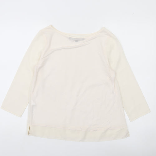 French Connection Womens Ivory Boat Neck 3/4 Sleeve Blouse Size S