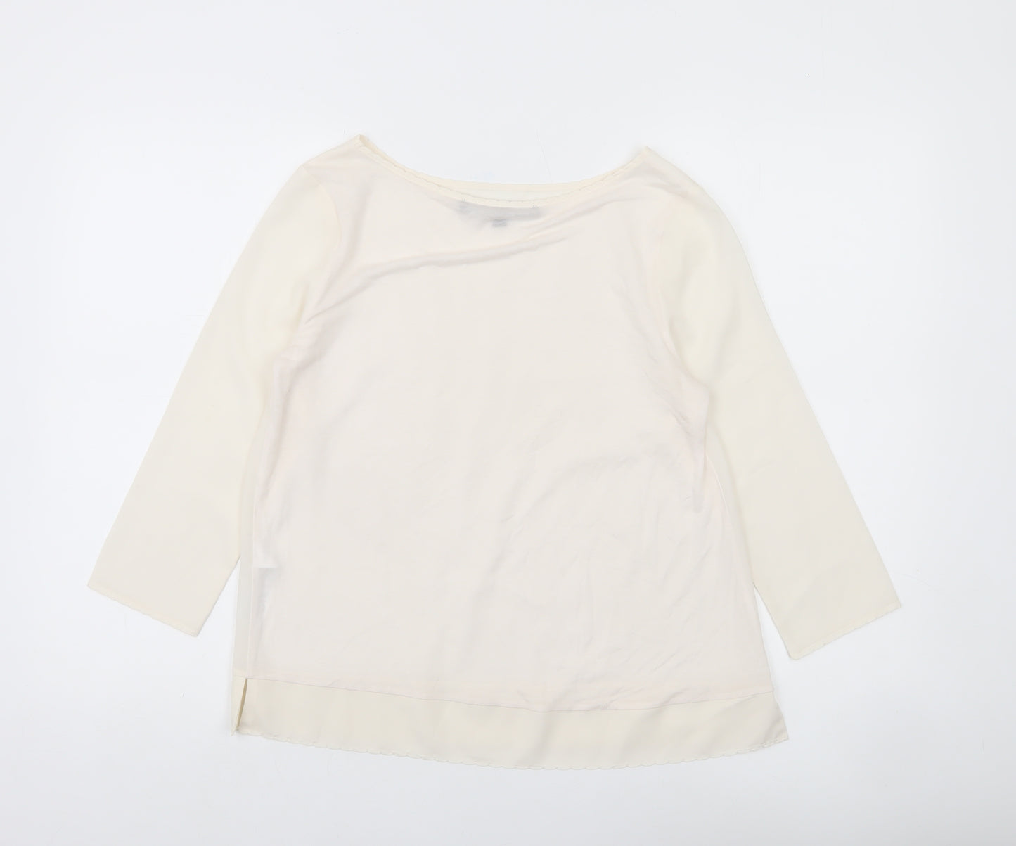 French Connection Womens Ivory Boat Neck 3/4 Sleeve Blouse Size S
