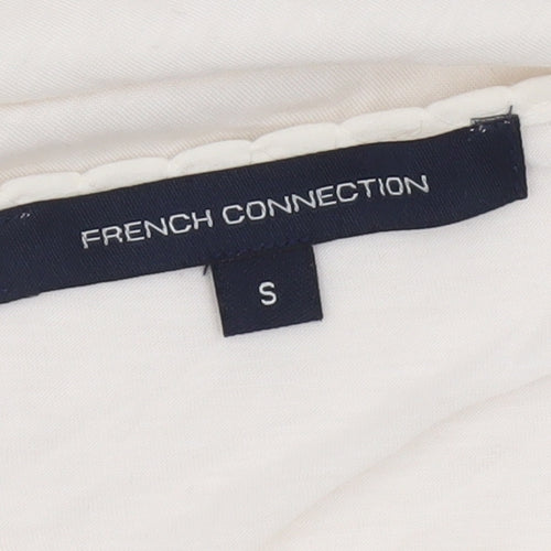 French Connection Womens Ivory Boat Neck 3/4 Sleeve Blouse Size S