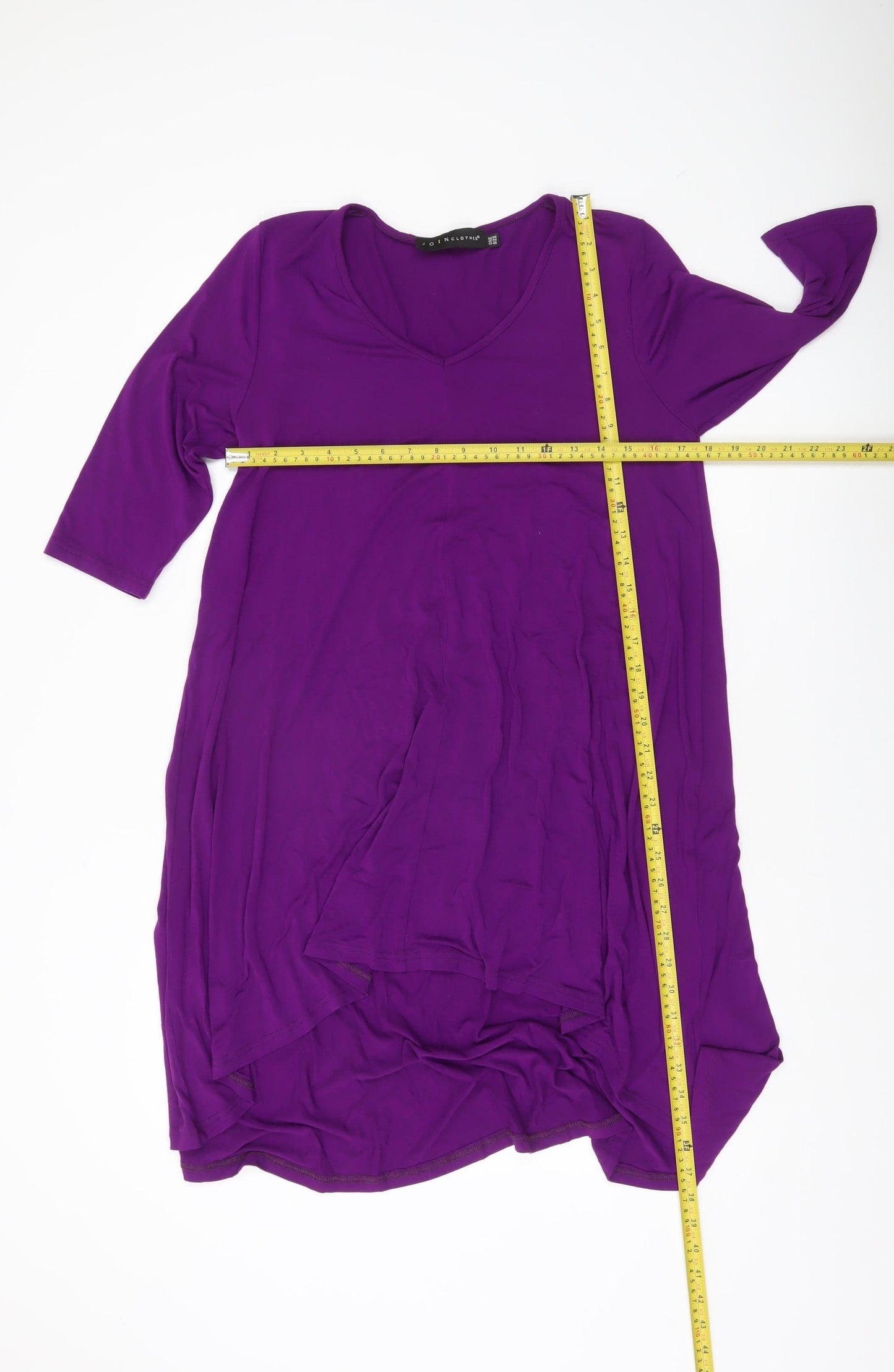 Join Clothes Women’s Purple One Size Tunic Top 3/4 Sleeve Scoop Neck