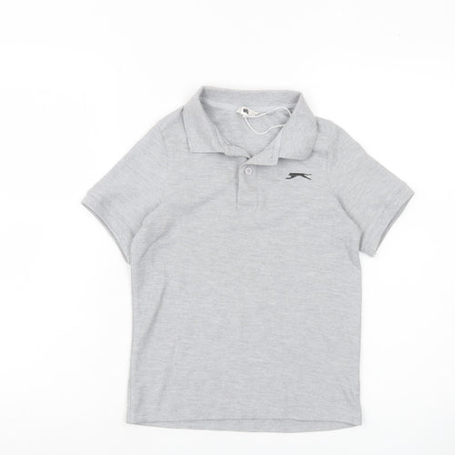 Slazenger Boys Grey Polo Shirt 7-8 Years Short Sleeve School Casual