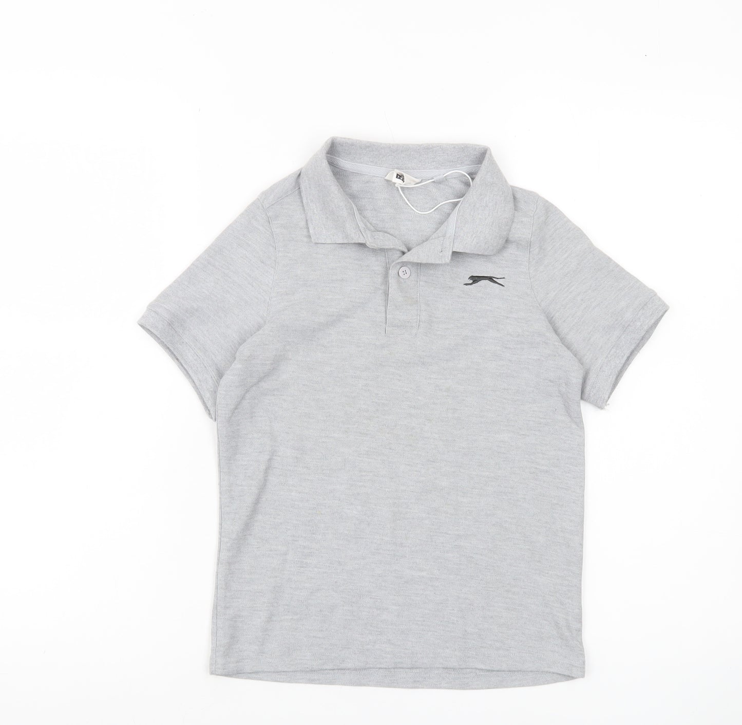 Slazenger Boys Grey Polo Shirt 7-8 Years Short Sleeve School Casual