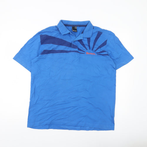 Bench Men’s Blue Graphic Polo Shirt XL Cotton Casual