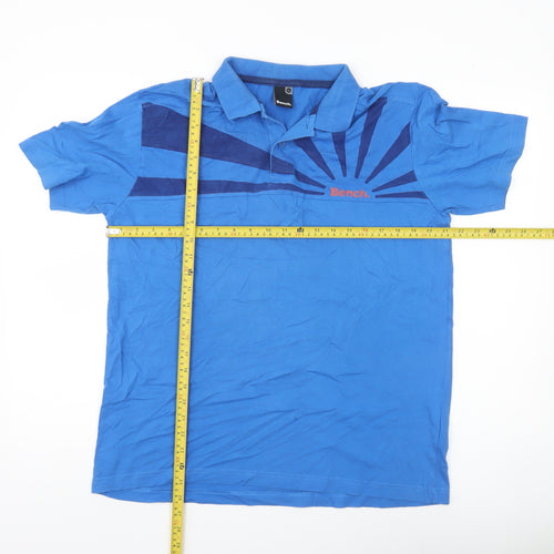 Bench Men’s Blue Graphic Polo Shirt XL Cotton Casual