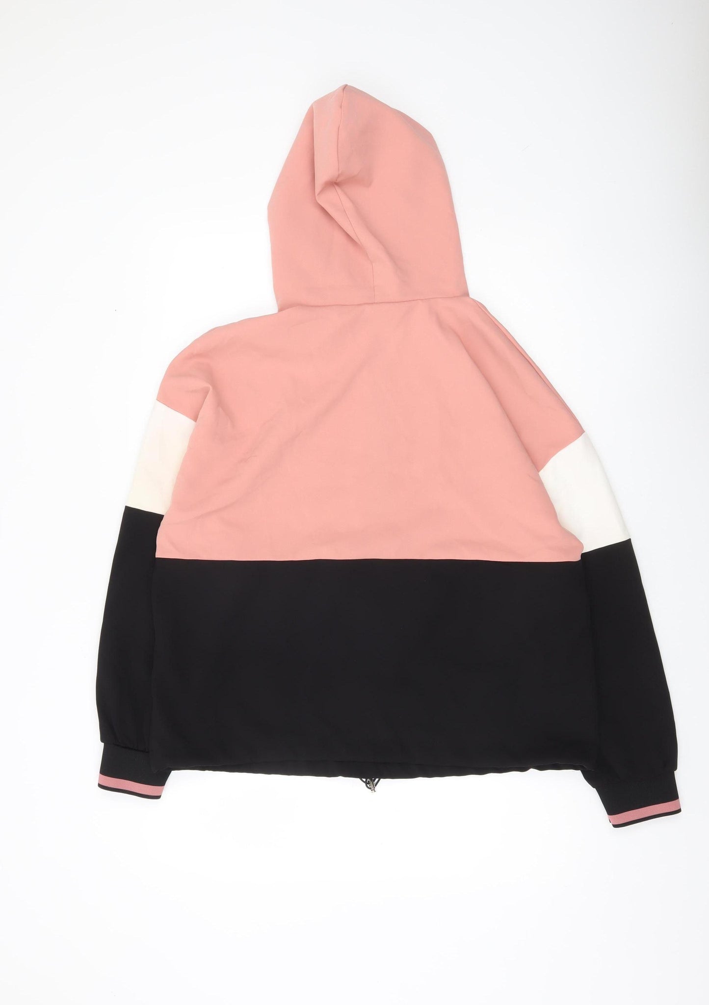 Zara Women’s Pink Black White Colourblock Hoodie Size L 14