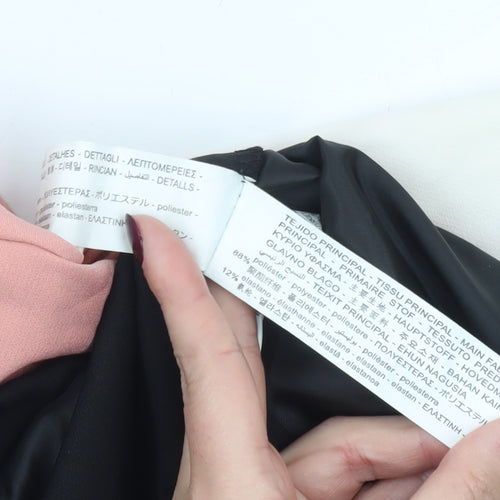 Zara Women’s Pink Black White Colourblock Hoodie Size L 14