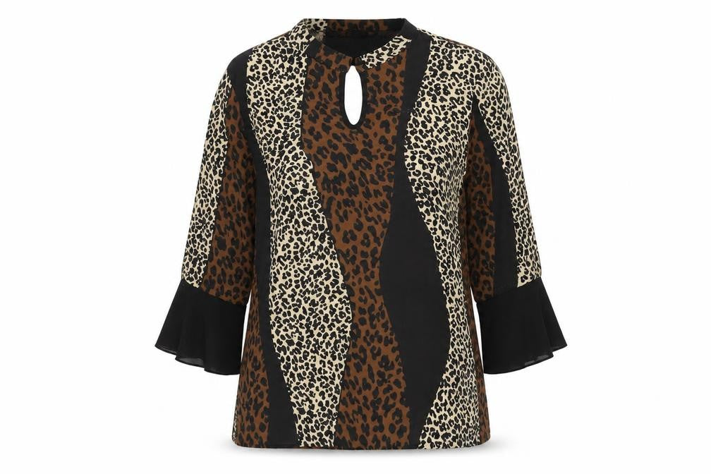 Front view of Pala D’oro Women’s Multicoloured Animal Print Tunic Blouse S