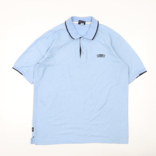 Umbro Men Blue Size L Polo Shirt Short Sleeve Cotton Blend