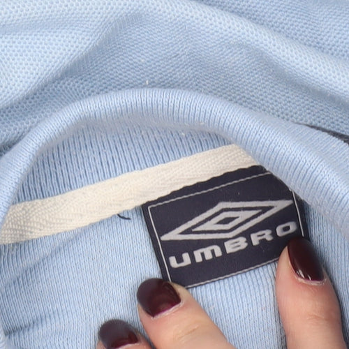 Umbro Men Blue Size L Polo Shirt Short Sleeve Cotton Blend