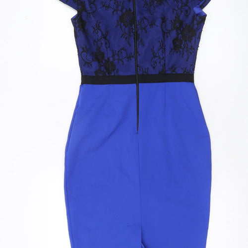Paper Dolls Women’s Blue Sheath Lace Dress Size 8 V-Neck Cocktail