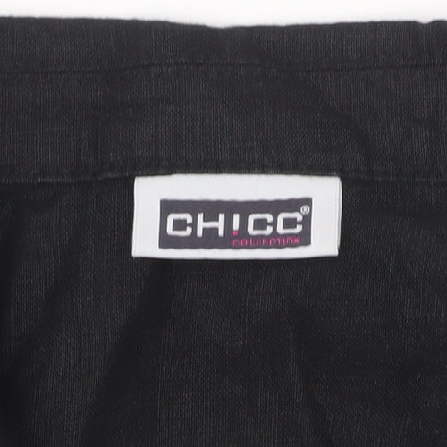 Chicc Collection Womens Black Linen Blazer Jacket Size 14 Single Breasted
