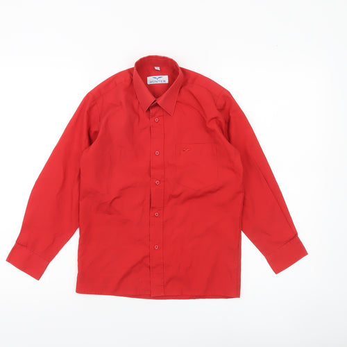 Hunter Boys Red Button-Up Long Sleeve Shirt Size 12 Years Polyester Cotton