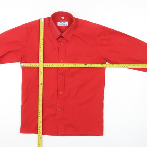 Hunter Boys Red Button-Up Long Sleeve Shirt Size 12 Years Polyester Cotton