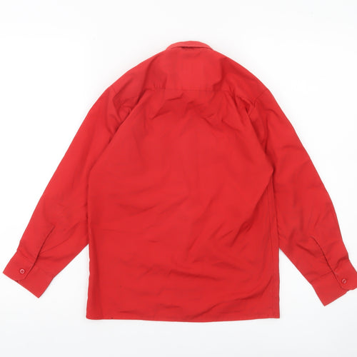 Hunter Boys Red Button-Up Long Sleeve Shirt Size 12 Years Polyester Cotton