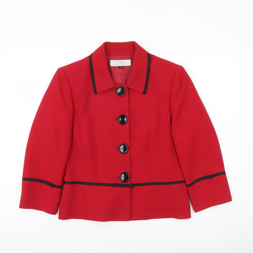 Tahari Women Red Size 12 Suit Jacket Notch Lapel Four-Button