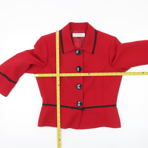 Tahari Women Red Size 12 Suit Jacket Notch Lapel Four-Button