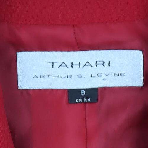 Tahari Women Red Size 12 Suit Jacket Notch Lapel Four-Button