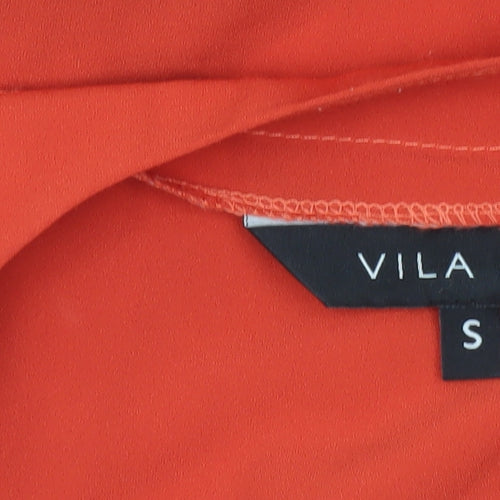 Vila Joy Womens Red V-Neck Beaded Tunic Blouse Size S