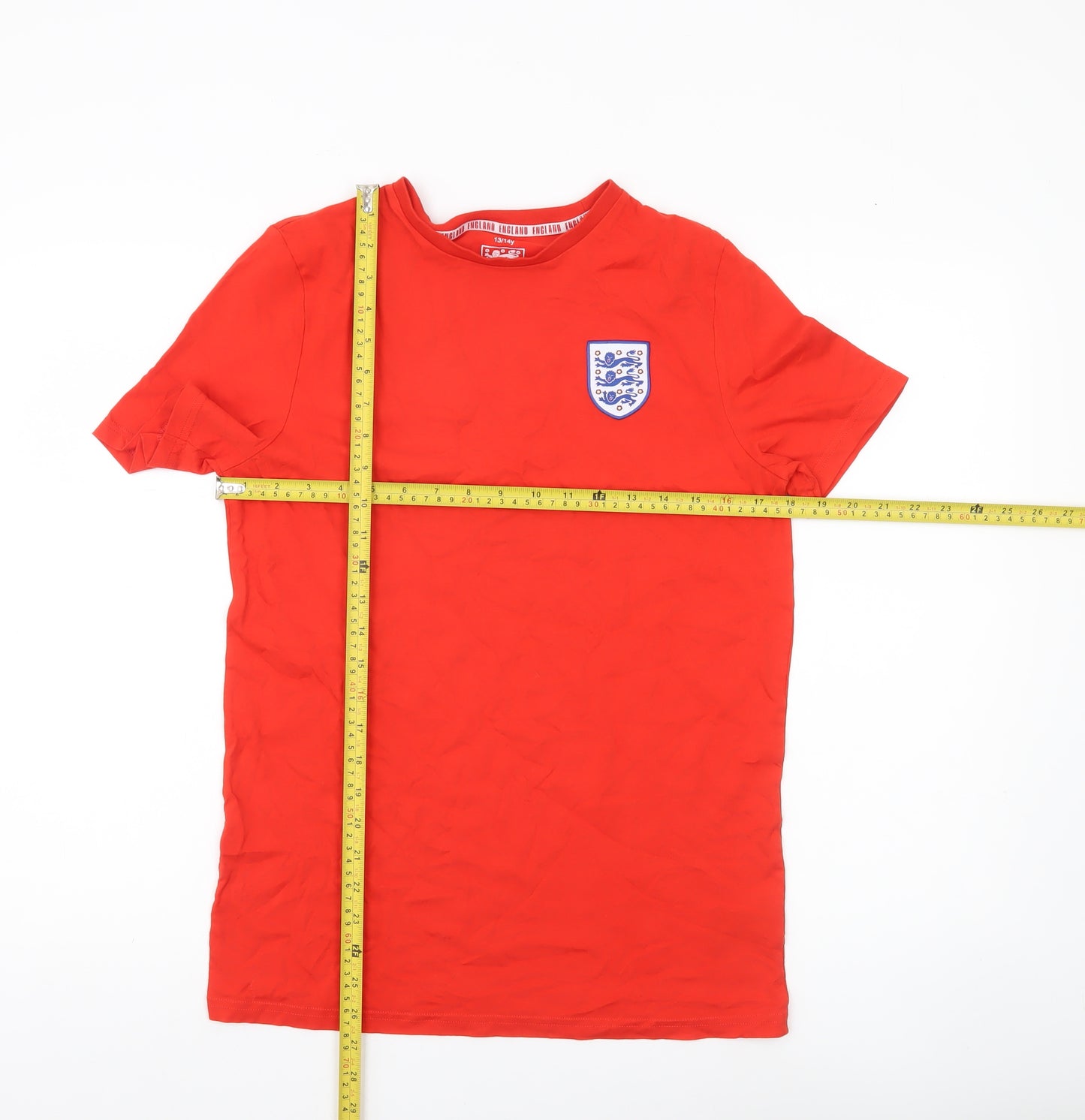 England FA Boys Red Cotton Football T-Shirt 13-14 Years Short Sleeve