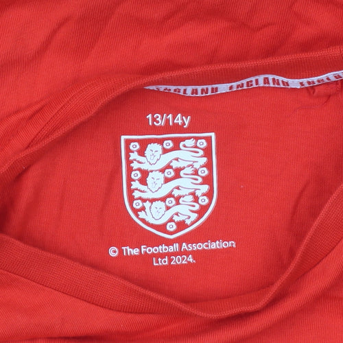 England FA Boys Red Cotton Football T-Shirt 13-14 Years Short Sleeve