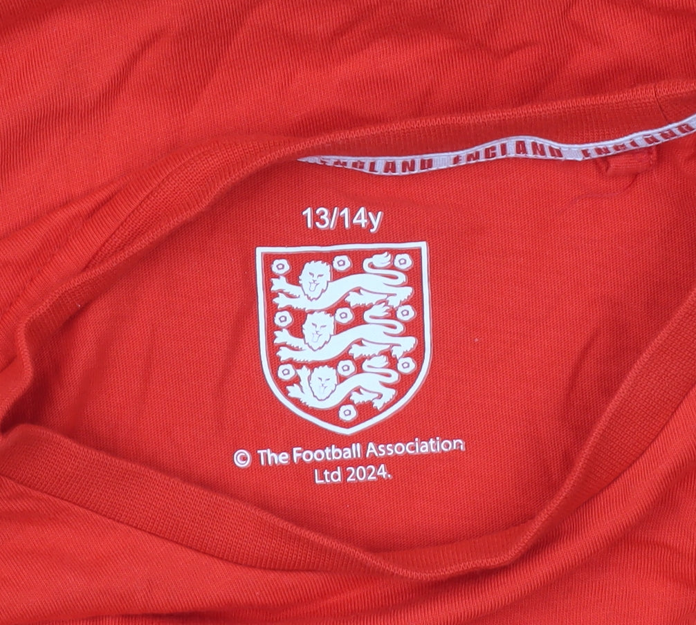 England FA Boys Red Cotton Football T-Shirt 13-14 Years Short Sleeve