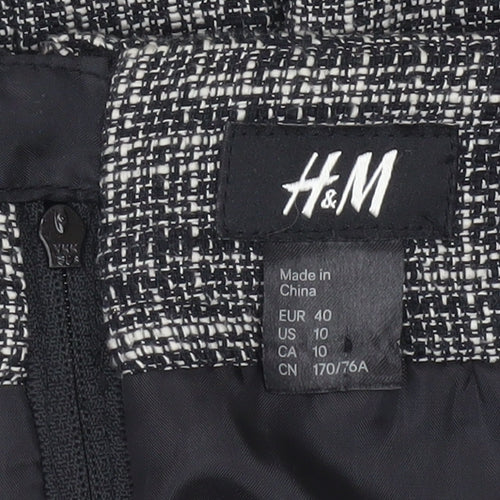 H&M Women Grey Size 12 Tweed Pencil Skirt Lined Studded Workwear