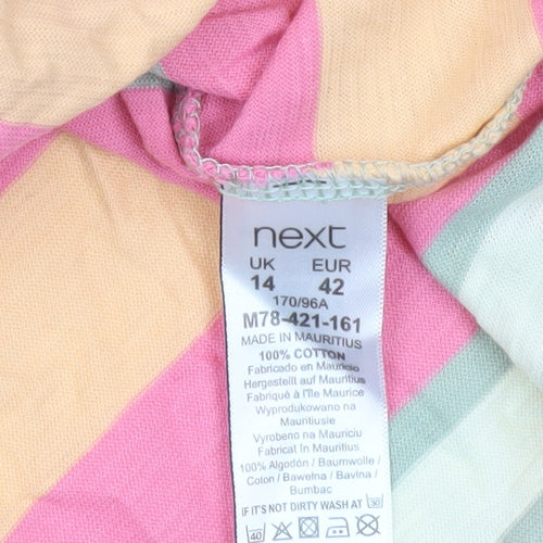 Next Women’s Multicoloured Striped Cotton T-Shirt UK 14