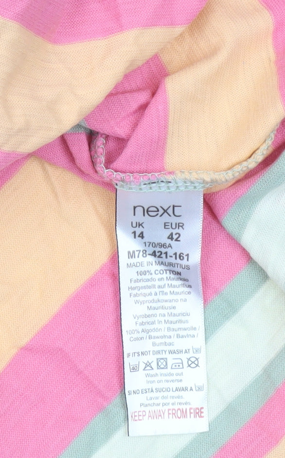Next Women’s Multicoloured Striped Cotton T-Shirt UK 14