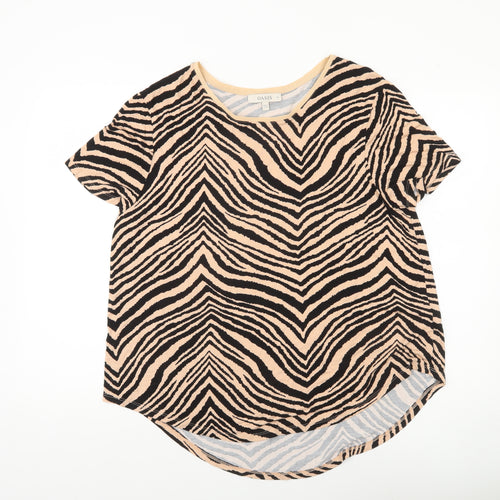Oasis Women’s Zebra Print T-Shirt Beige Black XL Viscose