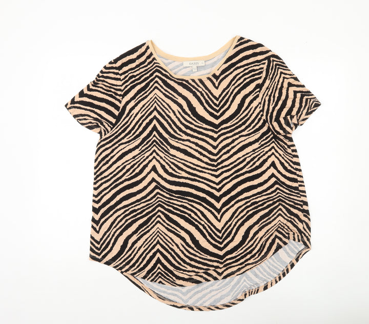 Oasis Women’s Zebra Print T-Shirt Beige Black XL Viscose