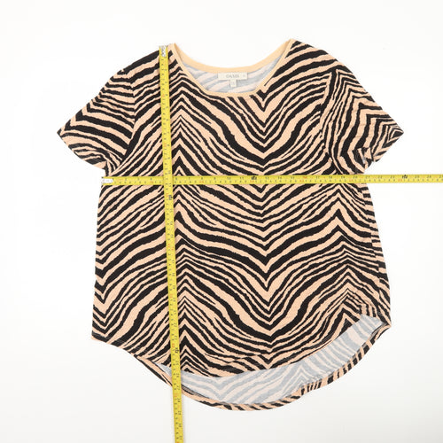 Oasis Women’s Zebra Print T-Shirt Beige Black XL Viscose