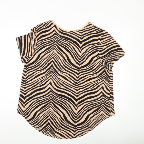 Oasis Women’s Zebra Print T-Shirt Beige Black XL Viscose
