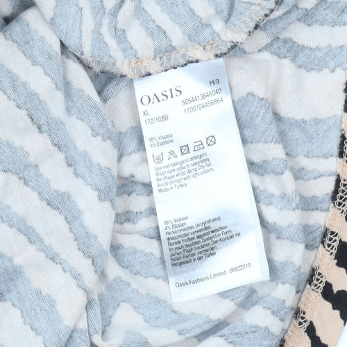 Oasis Women’s Zebra Print T-Shirt Beige Black XL Viscose