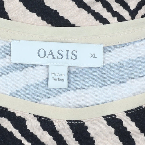 Oasis Women’s Zebra Print T-Shirt Beige Black XL Viscose