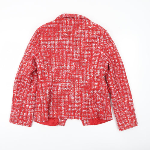 NAANAA Women’s Red Bouclé Double-Breasted Blazer UK 10