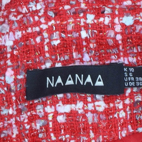 NAANAA Women’s Red Bouclé Double-Breasted Blazer UK 10