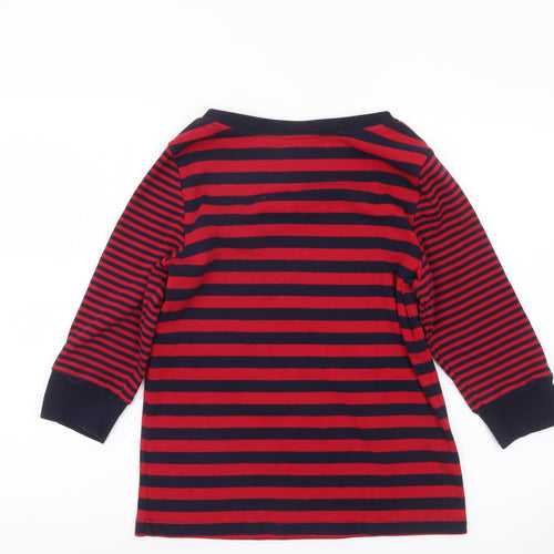 Daniel Ferman Womens Red Navy Striped 3/4 Sleeve Top Size 14