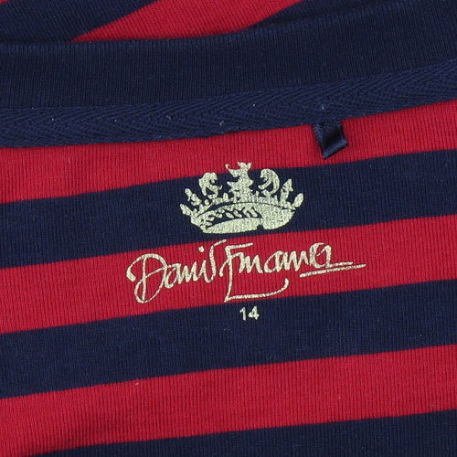 Daniel Ferman Womens Red Navy Striped 3/4 Sleeve Top Size 14