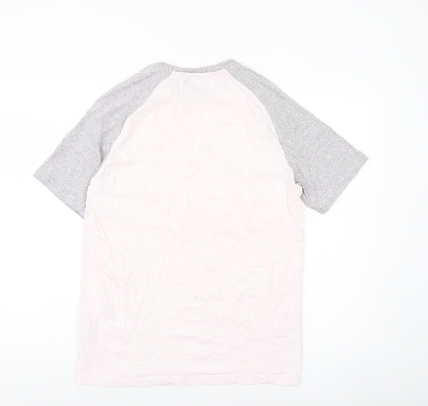 Pull&Bear Men’s Grey White Colourblock T-Shirt Size S Crew Neck