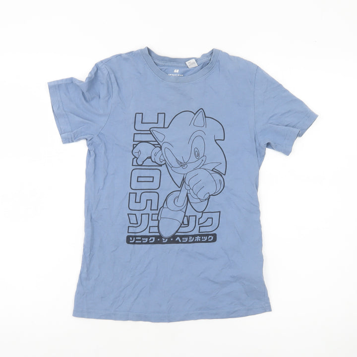 H&M Boys Blue Sonic the Hedgehog Graphic T-Shirt Size 11-12 Years