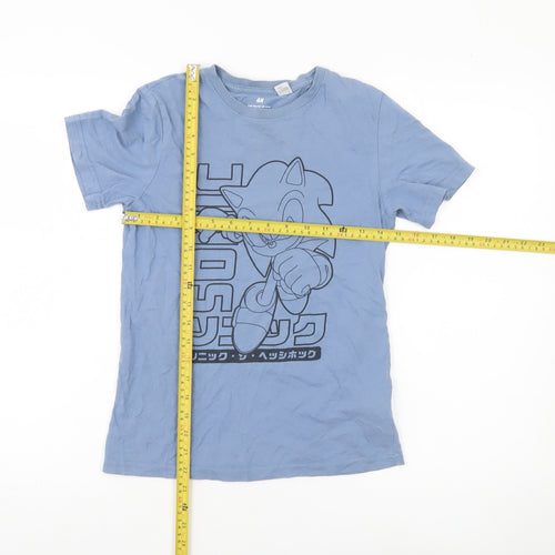 H&M Boys Blue Sonic the Hedgehog Graphic T-Shirt Size 11-12 Years