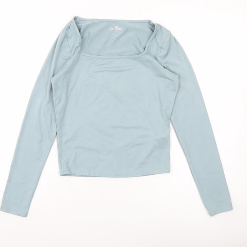 Hollister Womens Blue Slim Cropped Long Sleeve Square Neck Top M
