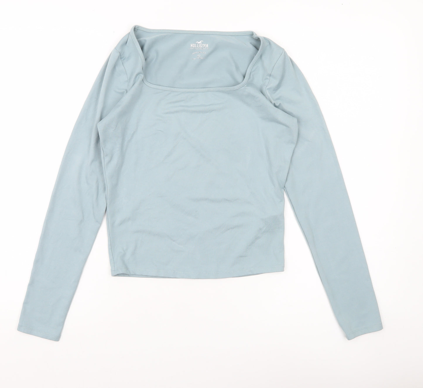 Hollister Womens Blue Slim Cropped Long Sleeve Square Neck Top M