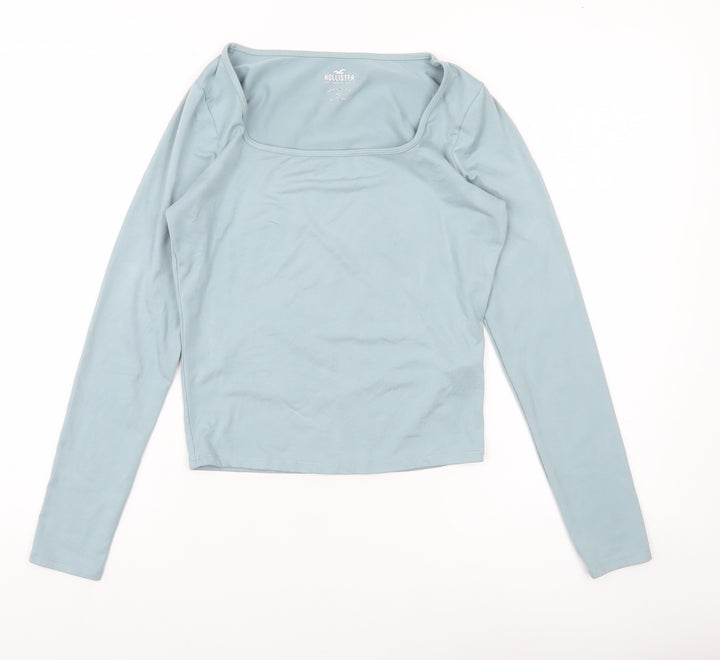 Hollister Womens Blue Slim Cropped Long Sleeve Square Neck Top M