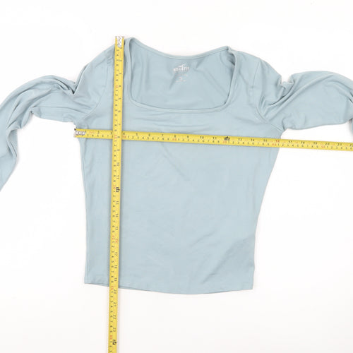 Hollister Womens Blue Slim Cropped Long Sleeve Square Neck Top M