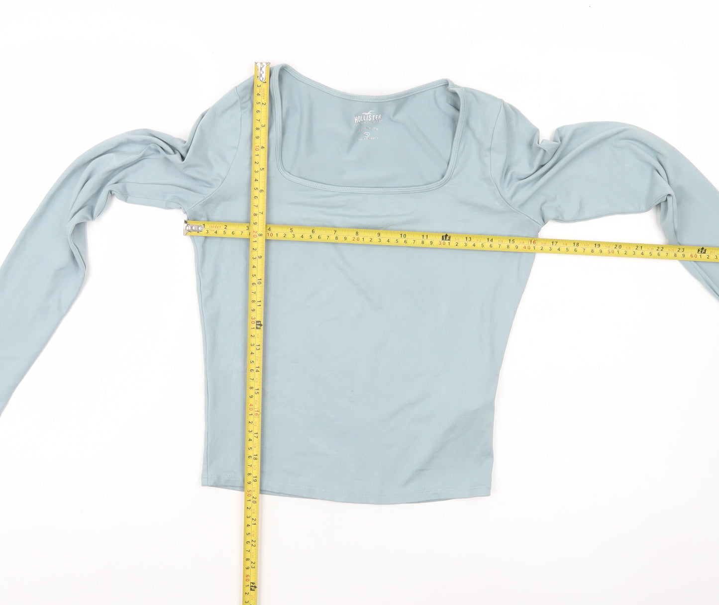 Hollister Womens Blue Slim Cropped Long Sleeve Square Neck Top M