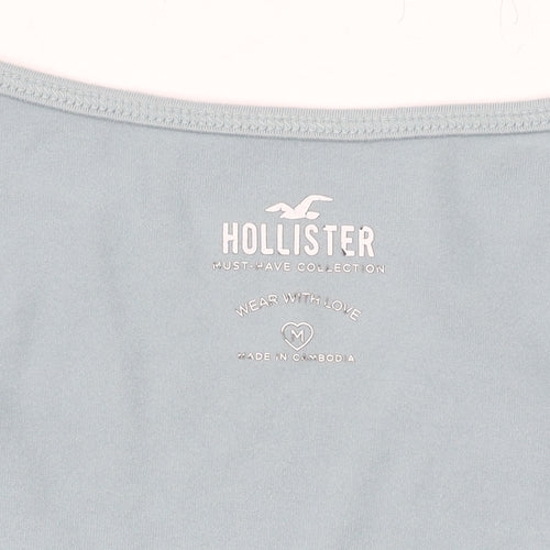 Hollister Womens Blue Slim Cropped Long Sleeve Square Neck Top M